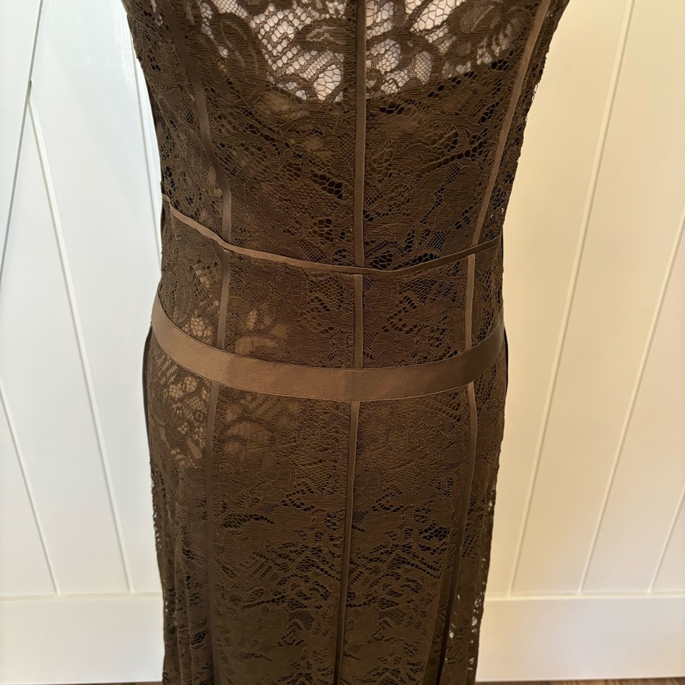 DKNY designer chocolate brown lace and camisole dress size: 4 - Picture 4 of 8
